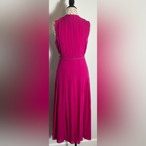 Belle Badgley Mischka Arya Fuchsia Keyhole Halter A-Line Midi Dress Size 10 NWT - Picture 7 of 11